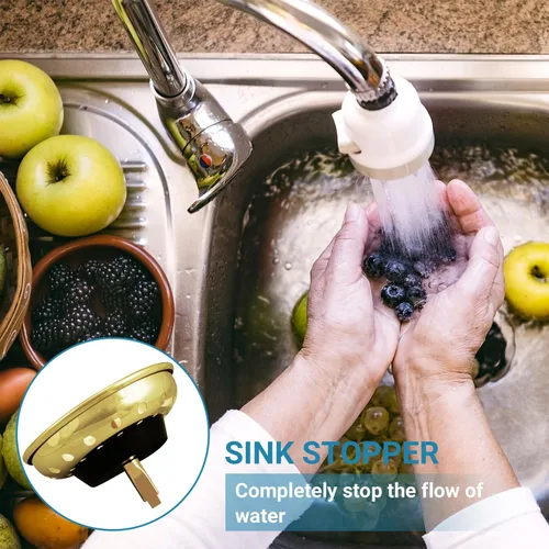Miniatura 6 de KONE Colador de Drenaje para Fregadero Dorado Tapón y Colador para Fregadero de Acero Inoxidable Cesta Coladora para Fregadero de Cocina de Repuesto