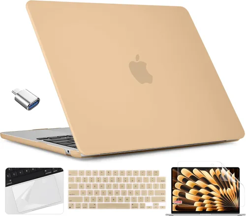Miniatura 13 de TWOLSKOO Compatible con funda para MacBook Air M4 de 15 pulgadas versión 2025-2023 M4 A3241 M3 A3114 M2 A2941, carcasa rígida de plástico y Cristal