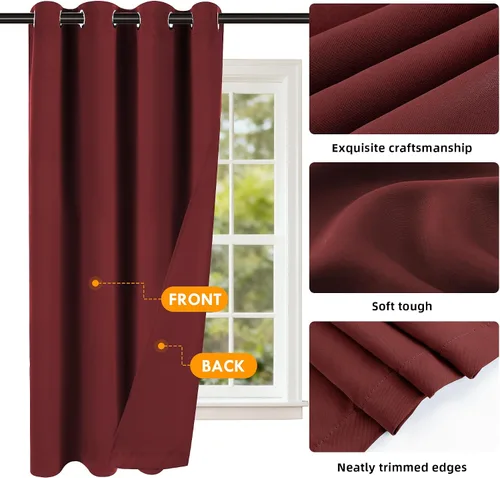 Miniatura 8 de Cortinas de oscurecimiento de habitación de 45 pulgadas de largo para dormitorio y sala de estar, cortinas térmicas aislantes con ojales