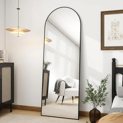 Miniatura 17 de OGCAU Espejo de suelo de longitud completa, 56 x 20 pulgadas, espejo de cuerpo completo con parte superior arqueada, para colgar o inclinarse