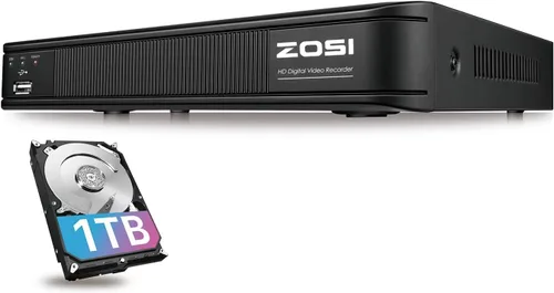ZOSI 8 canales HD-TVI 1080P Lite 4 en 1 videovigilancia DVR grabadora 1TB HDD, acceso remoto, detección de movimiento (renovado)