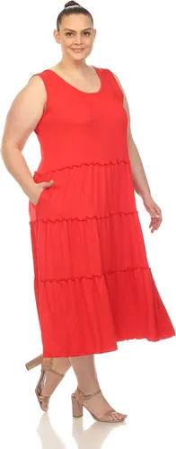 Miniatura 2 de Vestido midi escalonado con cuello redondo y talla grande para mujer