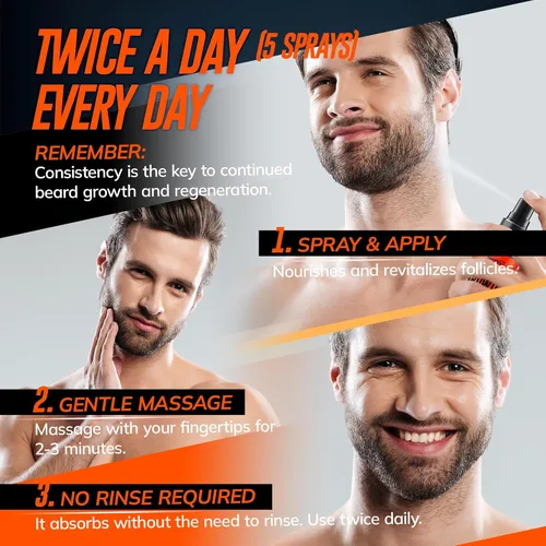 Miniatura 8 de RootStim 5% Minoxidil Beard Growth Serum for Men: 2-Pack Minoxidil Hair Regrowth Spray with Biotin & Rice Water - Extra Strength Beard Oil for