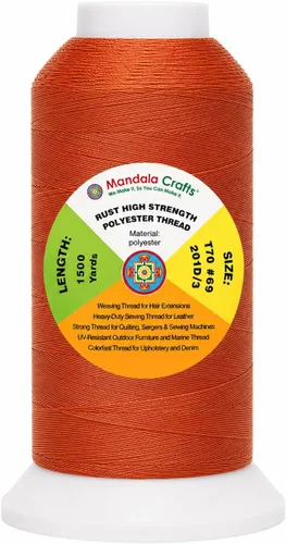 Miniatura 19 de Mandala Crafts Airforce Blue - Hilo resistente de 1500 yardas Tex 70 hilos de poliéster fuertes para coser cortinas, jeans, cuero, cabello