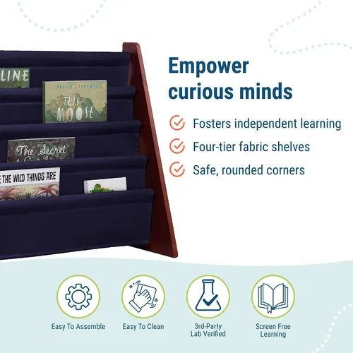 Miniatura 4 de Wildkin estantería de lona para niños y niñas, diseño de madera con cuatro estantes de tela, mantén las habitaciones, salas de juegos y aulas