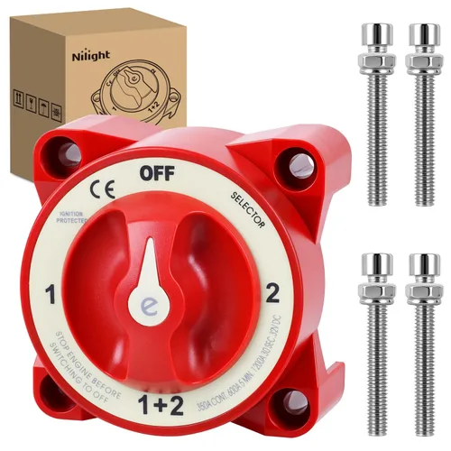 Miniatura 14 de Nilight Battery Disconnect Switch with Waterproof Key and Cover 12V 24V On Off Battery Master Isolator Cut Off Power Kill Switch for Car Marine Boat