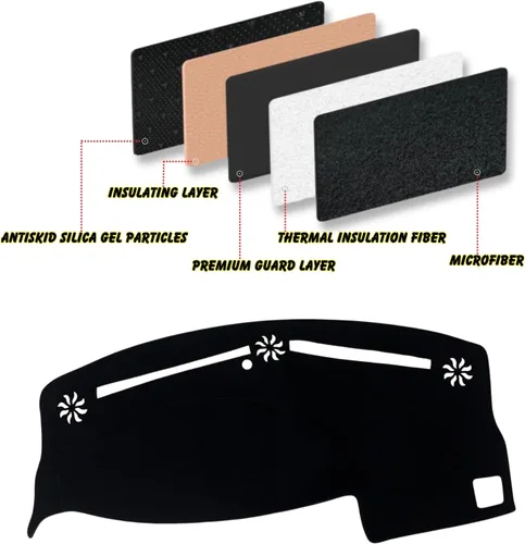 Miniatura 4 de Tapete antideslizante para tablero de instrumentos compatible con Dodge Charger 2011-2022, protector solar (borde negro)