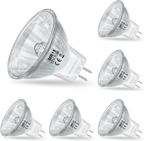 Miniatura 12 de Bombillas MR11, bombillas halógenas de 12 V 20 W de 2 pines, foco FTD, base GU4 de 2 pines, intensidad regulable, blanco cálido de 2700 K, bombilla