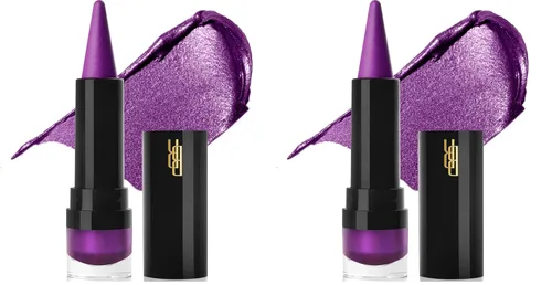 Black Radiance Lápiz labial metálico Metalicious Lip Sculptor con piedra preciosa de amatista (morado claro) (Paquete de 2)