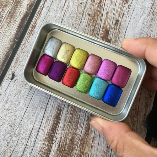 Miniatura 3 de Sartenes de acuarela vacías con rayas magnéticas – 100 piezas de plástico de 0.0 fl oz kits de sartenes para bricolaje acuarelas o acrílicos pintura