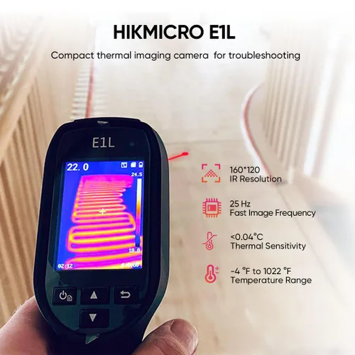 Miniatura 5 de HIKMICRO Cámara de imágenes térmicas E1L, resolución IR de 160 x 120/19200 píxeles, frecuencia de actualización de 25 Hz, cámara térmica infrarroja