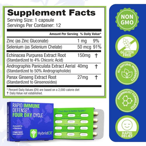 Miniatura 3 de HybridCR Suplemento de apoyo inmunológico rápido, fórmula herbaria natural formulada por farmacéuticos para aumentar la inmunidad remedio natural
