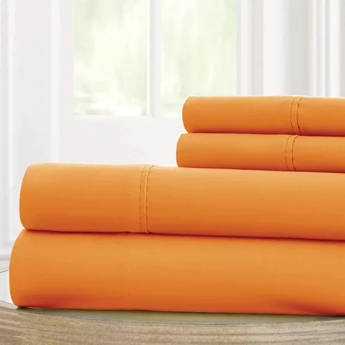 Miniatura 14 de Modern Threads Amrapur Overseas 10100MFS-ORG-QN - Juego de sábanas de microfibra sólida de 4 piezas de 100 GSM (Paradise Orange, Queen)
