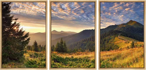 Miniatura 73 de wall26 Lienzo enmarcado para pared, juego de arte rojo, verde y amarillo, bosque de montaña otoñal, naturaleza, desierto, fotografía, realismo