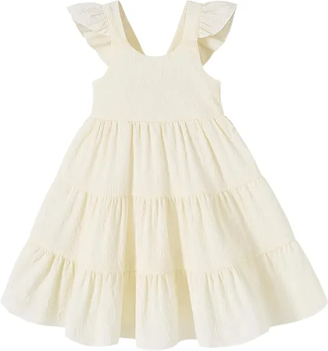 YOUNGER TREE - Vestido de verano para bebé o niña pequeña, con mangas con volantes, halter, casual, para la playa, vestido de verano para niños