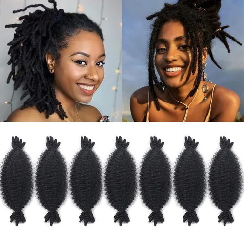 Miniatura 22 de 3 paquetes de cabello trenzado Marley Twist de 8 pulgadas, cabello afro twist elástico preseparado para rastas suaves de imitación, cabello