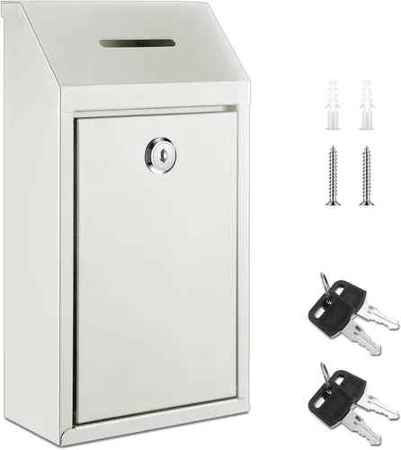 Miniatura 17 de Yaocom Caja de dinero de metal para donación de dinero para colección de soportes de granja, caja de sugerencias segura con candado montado