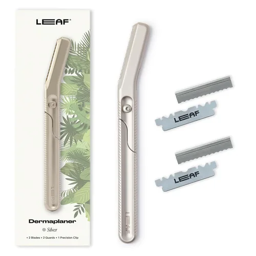 Miniatura 7 de Leaf Shave Leaf Dermaplaner, máquina de afeitar Dermaplane reutilizable de metal y herramienta exfoliante para mujeres, incluye clip de precisión