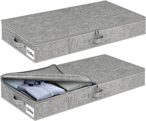 Miniatura 12 de Contenedores de Almacenamiento Debajo de la Cama Paquete de 2, 4.5 Pulgadas de Perfil Bajo y Delgado, Organizador de Almacenamiento de Ropa Debajo