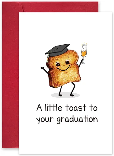 Leinessy Linda tarjeta de graduación de brindis, tarjeta de felicitación con sobre, tarjeta de juego de palabras "A Little Toast to Your Graduation"