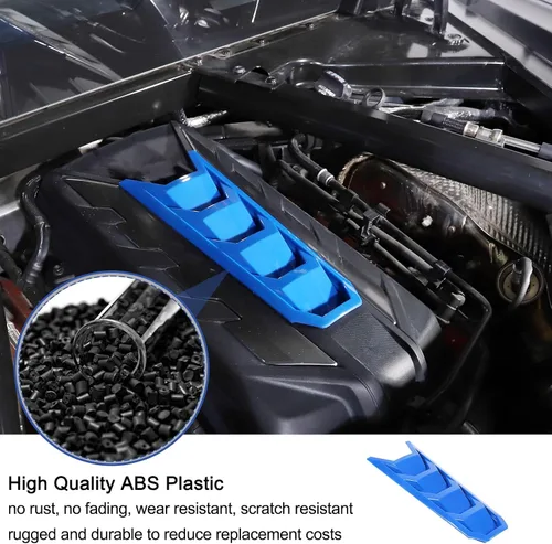 Miniatura 4 de Daeiclru Cubierta de cubierta de motor compatible con Chevrolet Corvette C8 2020-2023, cubierta de panel de bahía de motor de plástico ABS (azul)