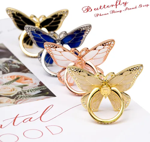 Miniatura 7 de Doflyesky Soporte de anillo de mariposa para teléfono celular, rotación de 360 grados, soporte de agarre de anillo de teléfono, soporte de dedo