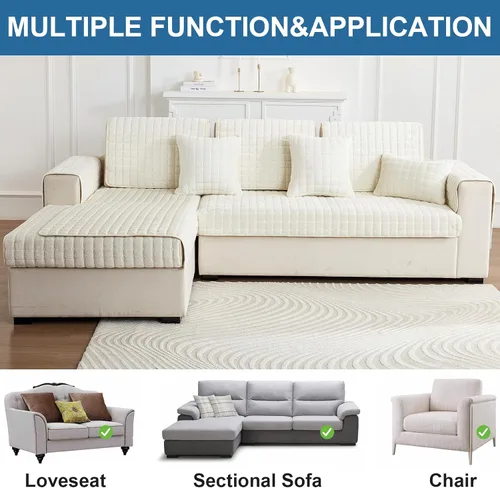 Miniatura 6 de MIFXIN Fundas para reposabrazos, funda de terciopelo antideslizante para sofá, protector de muebles para sofá de 3 plazas, sofá biplaza reclinable