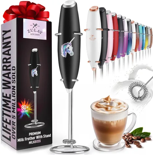 Miniatura 52 de Varita de espumador de leche mini y potente – Potente espumador de café de mano, mezclador de bebidas operado con batería – Tamaño de bolsillo Azul