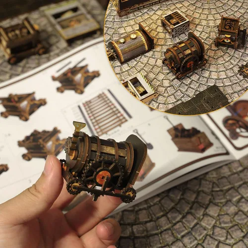 Miniatura 6 de Rincón de libros, kit de casa en miniatura, rompecabezas 3D de madera, luces LED, manualidades de decoración para adultos y adolescentes