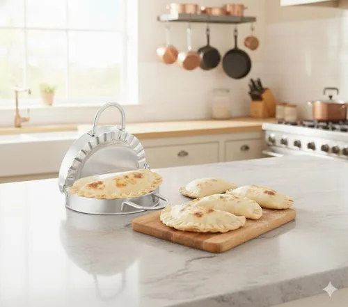 Miniatura 7 de Máquina de prensa y albóndigas de acero inoxidable de 6 pulgadas - Cortador de masa 2 en 1 y molde para empanadas, albóndigas, ravioles, pierogi