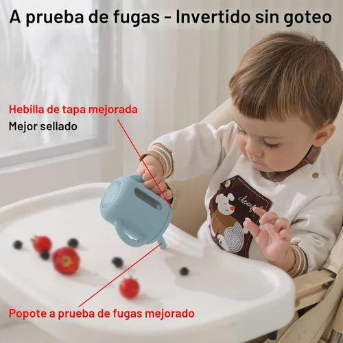 Miniatura 4 de Seposeve Paquete de 2 Vasos con Pajita de Silicona, Vaso para Bebé con Pajita a Prueba de Fugas para 6-12 Meses, Vaso para Niños Pequeños a Prueba