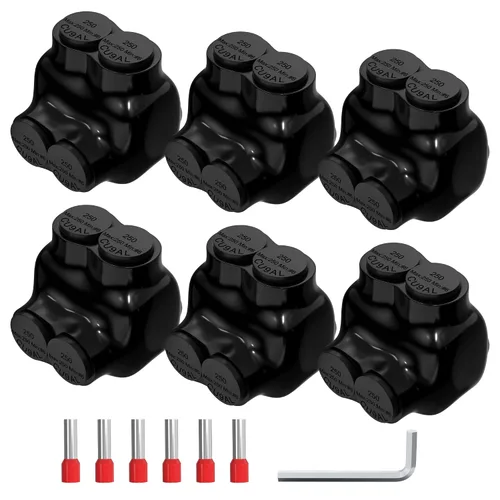 Miniatura 8 de Joinfworld Conector de múltiples derivaciones aislado de 2 puertos, conectores de cable de aluminio a cobre, 4-14AWG de entrada de un solo lado