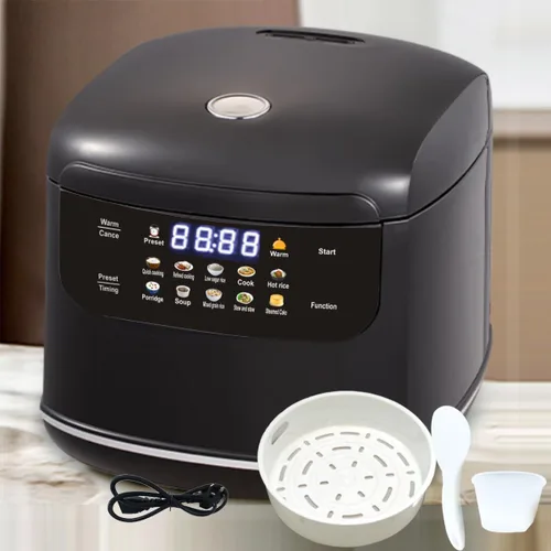 Mini olla arrocera inteligente portátil, 2L, 5 tazas cocidas/3 tazas sin cocinar, arrocera antiadherente de 400 W, temporizador con retraso de 24