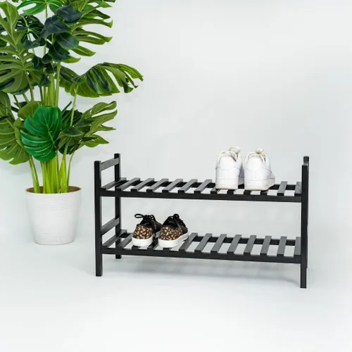 Miniatura 5 de PJ Wood Organizador apilable de madera para almacenamiento de armarios, estantes de entrada, armario escalonado para zapatos, capacidad de 6 pares