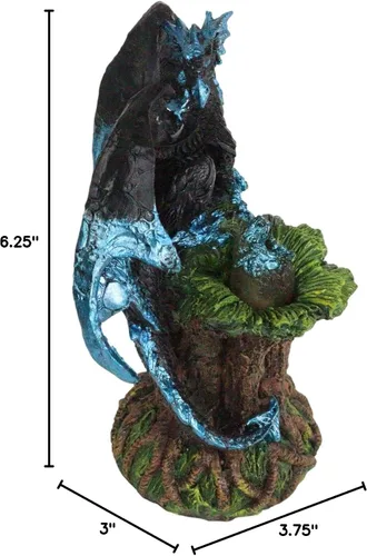 Miniatura 9 de Ebros Blue Midnight Dragon Mother Guarding Huevo translúcido con luz nocturna LED, figura como Calabozos y Dragones, decoración de fantasía