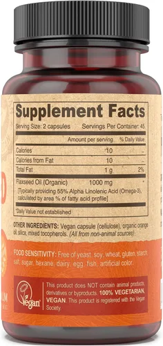 Miniatura 2 de DEVA Aceite de semillas de lino con vitaminas veganas orgánicas, rico en omega-3, prensado en frío y sin refinar, 90 cápsulas, paquete de 2