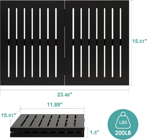 Miniatura 6 de Tapete de baño de bambú negro impermeable para ducha, plegable, antideslizante, resistente, tapete de baño de madera, tapete de piso y felpudo