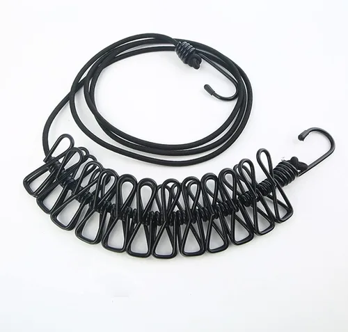 1 tendedero de viaje portátil resistente al viento, tendedero elástico retráctil con 12 pinzas para la ropa, adecuado para interiores y exteriores