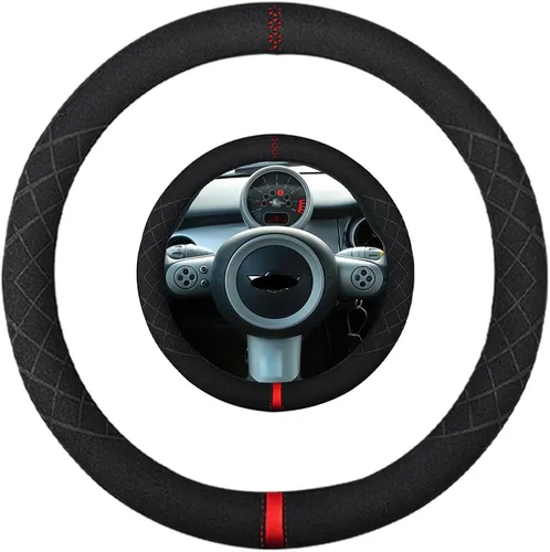 Miniatura 41 de Funda de volante de ante K LAKEY, compatible con Dodge Avenger Grand Caravan Challenger Charger, cubierta de volante deportiva antideslizante