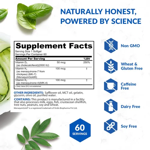 Miniatura 7 de BioTrust Sol Joy, Vitamina D3 K2 de alta potencia - Alta potencia (50 mcg)