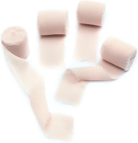 Miniatura 22 de 4 rollos de cinta de seda hecha a mano con flecos de 1.5 pulgadas x 5 yardas (4 rollos de 20 yardas) para invitaciones de boda, ramos de novia