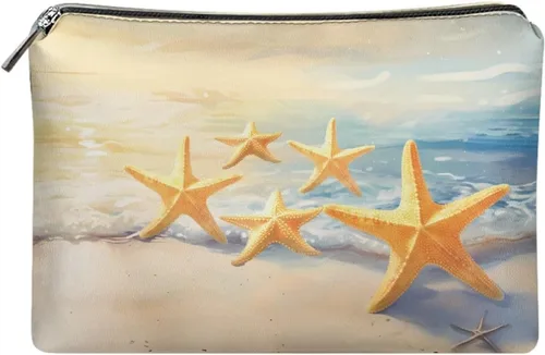 Miniatura 18 de Flashideas Bolsa de maquillaje portátil de cuero impermeable bolsa de cosméticos embrague maquillaje cepillo bolsa, Estampado De Mármol Azul 1
