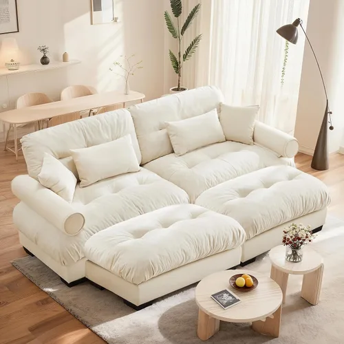 Miniatura 69 de SoarFlash Moderno sofá reclinable de terciopelo para sala de estar, sofá biplaza para apartamento, sofá de almacenamiento con marco de madera Azul