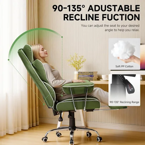 Miniatura 8 de COMHOMA Silla de juegos grande y alta con soporte lumbar de resorte de bolsillo, silla de oficina ergonómica con reposapiés, silla de escritorio