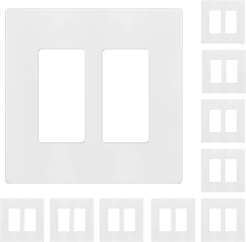 Miniatura 9 de ENERLITES Placas Decorativas de Pared sin Tornillos Cubiertas de Tomacorrientes Seguras para Niños, Tamaño 2-Gang 4.68" H x 4.73" L, Policarbonato