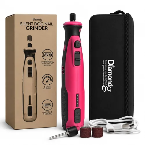 Miniatura 9 de Diamondg Molinillo de uñas inalámbrico para perros con sonido silencioso y punta LED para perros grandes y pequeños, 4 horas de duración - Cortaúñas