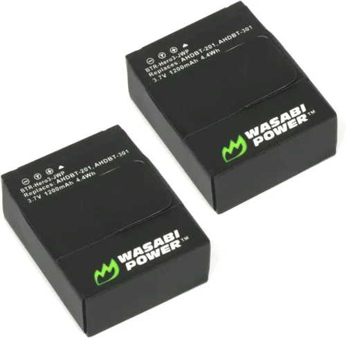 Wasabi Power Batería para GoPro HERO3, HERO3+ y GoPro AHDBT-201, AHDBT-301, AHDBT-302 (1200mAh, 2 unidades)