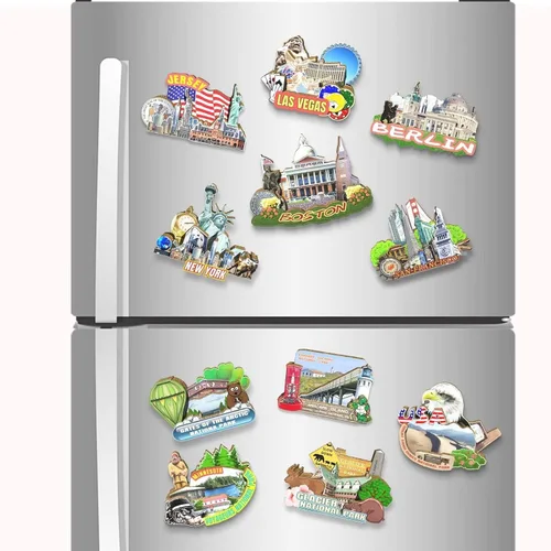 Miniatura 4 de Imán de Boston de los E.E.U.U. Imán del refrigerador de madera 3D hitos de viaje coleccionables, decoración hecha a mano