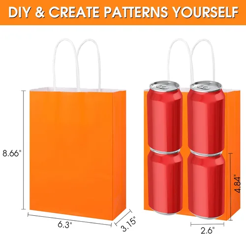 Miniatura 5 de XPCARE 60 Bolsas de Regalo de Papel, 6.3"x3.15"x8.66" Bolsas de Papel Kraft para Recuerdos de Fiesta a Granel Bolsa de Dulces Arcoíris Bolsa