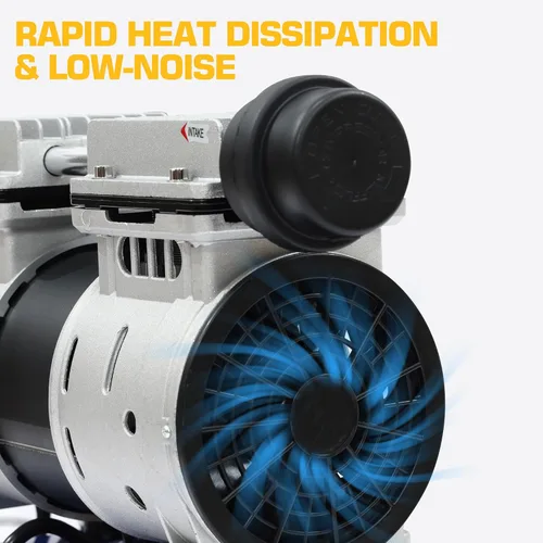 Miniatura 4 de Compresor de Aire Ultra Silencioso, 65dB, Sin Aceite, Acopladores Rápidos, 115PSI, Eléctrico Portátil para Neumáticos de Coche y Bicicleta, Pistola